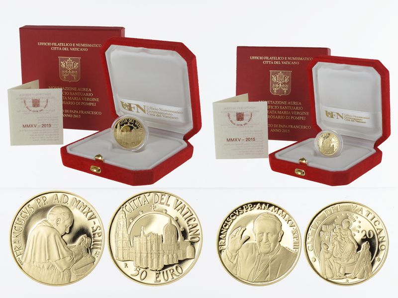 Vatikan 20 €+50 € Gold, 2015, Päpstliches Heiligtum-Set