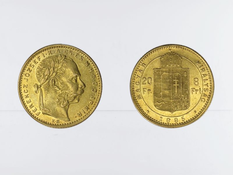 Ungarn 20 Fr/8 Ft. Franz Joseph I. 1885