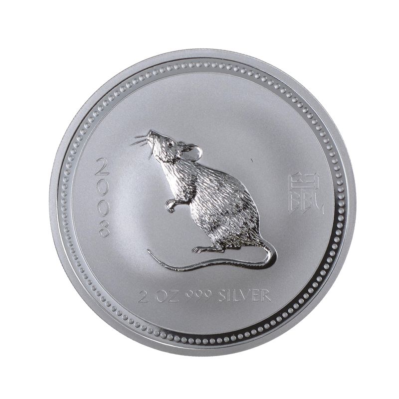 Australien 2$ Ratte Lunar I  2008, 2 oz  Silber