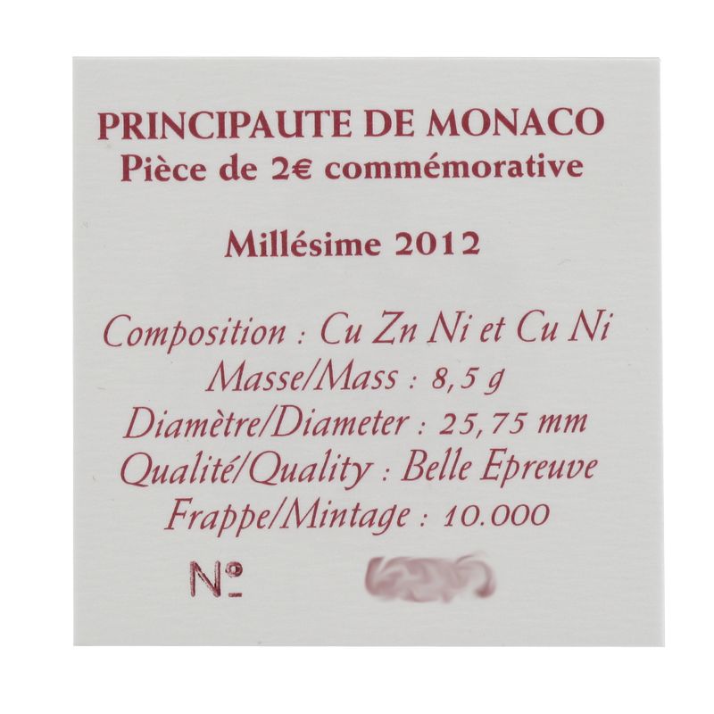 Monaco original 2 € Lucien I., 2012 PP in Originalbox