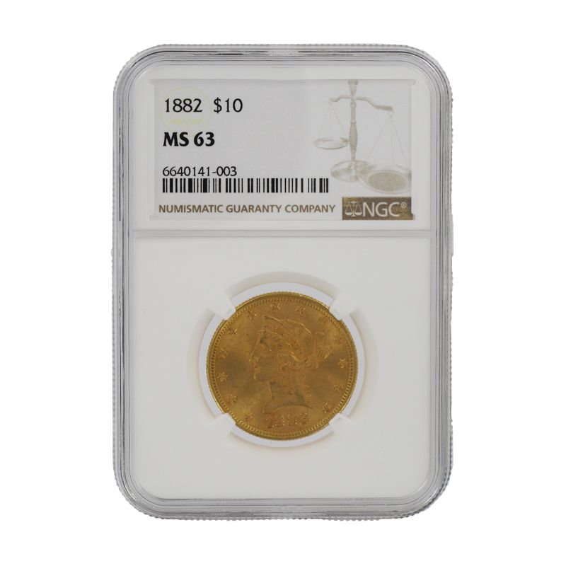 USA 10 Dollars Gold Eagle/Kopf 1882, Slab NGC MS63