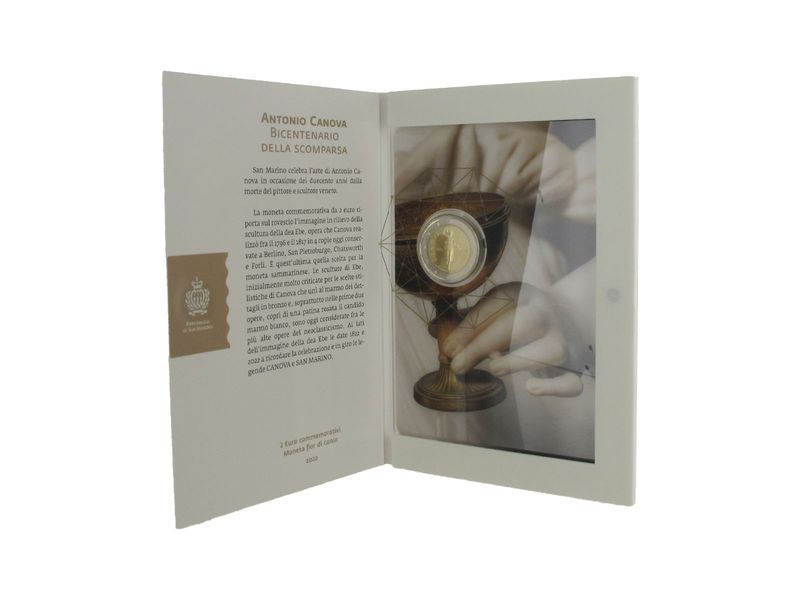 San Marino 2 Euro Münze, 2022, Antonio Canova Folder