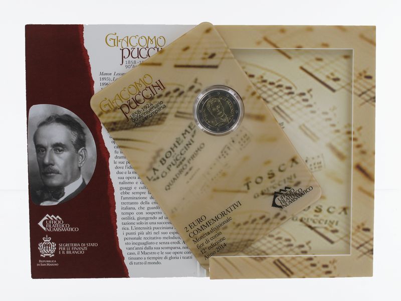 San Marino 2 Euro Münze, 2014, Puccini Folder