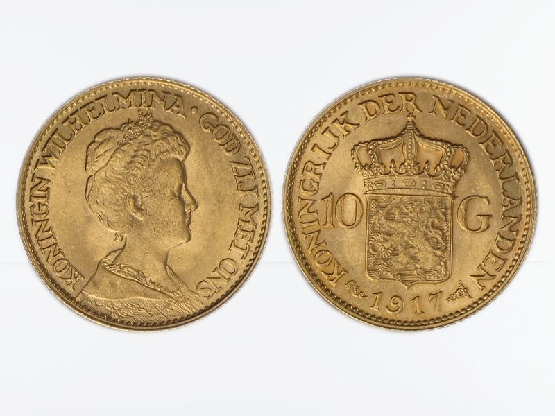 Niederlande 10 Gulden Gold Königin Wilhelmina I. 1917
