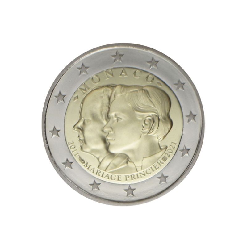 Monaco original 2 € Fürst Albert II + Fürstin Charlene, 2021 PP