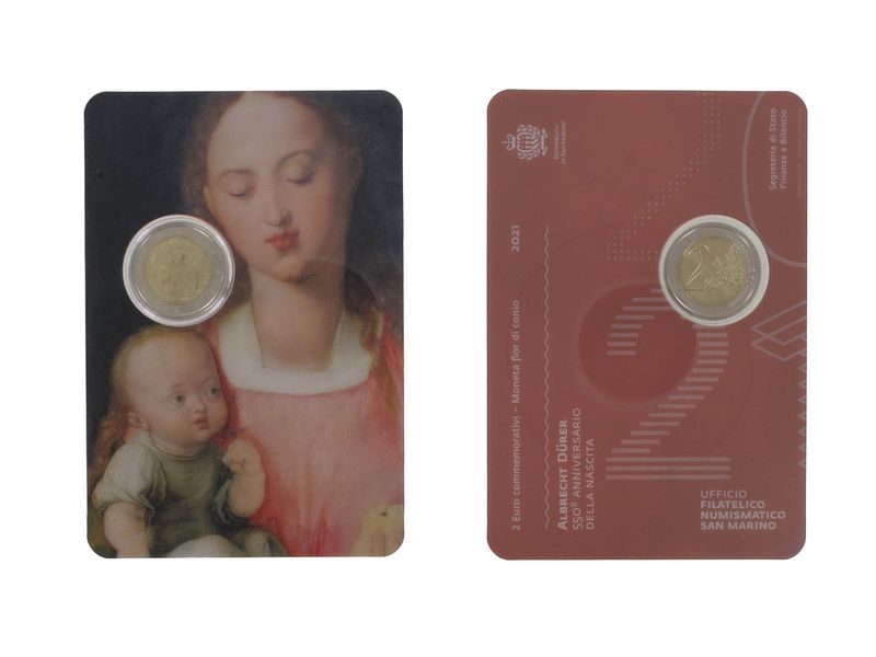 San Marino 2 Euro Münze, 2021, Albrecht Dürer Folder