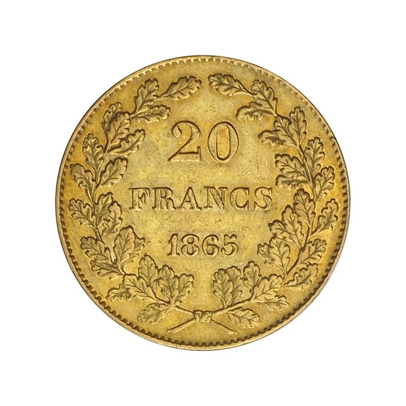 Belgien Leopold I  1865 (L. Wiener), 20 Francs Gold