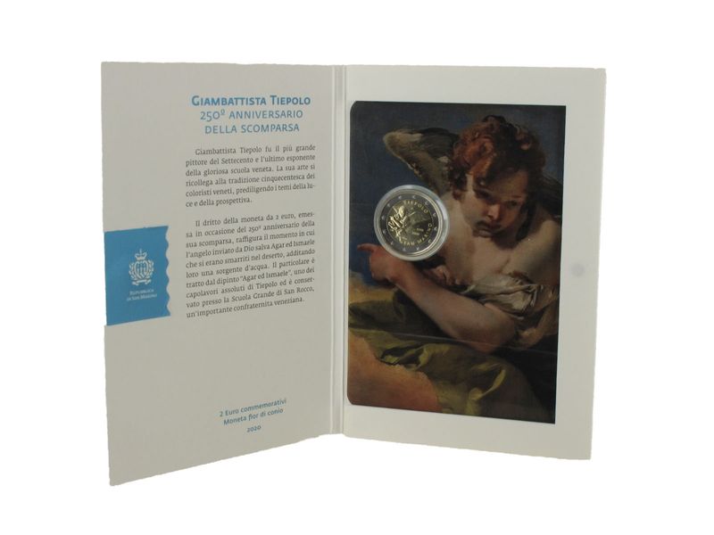 San Marino 2 Euro Münze, 2020, Giambattista Tiepolo Folder