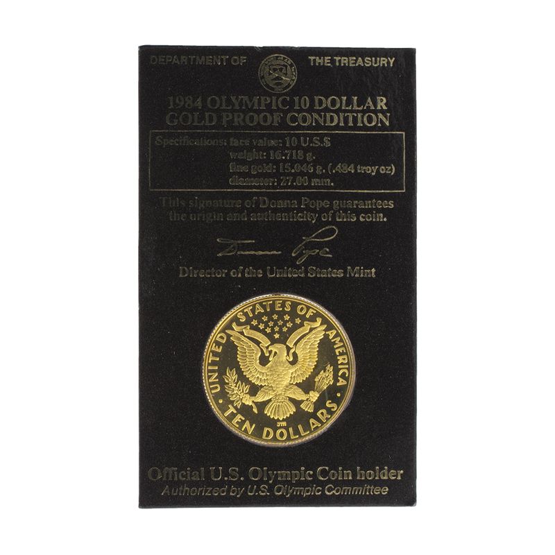 USA 10 $  Gold, Fackelläufer 1984 (W) im Folder, PP