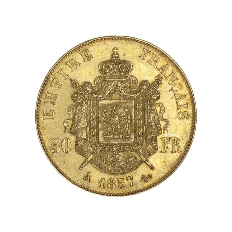Frankreich 50 Fr. Napoleon III/ Wappen 1857 (A) Paris