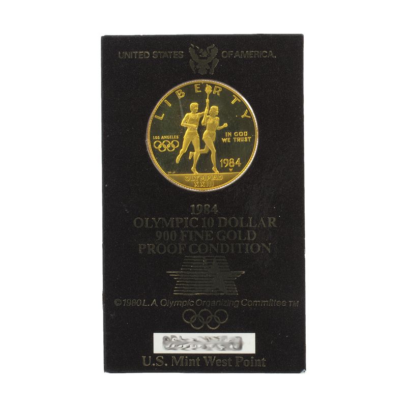 USA 10 $  Gold, Fackelläufer 1984 (W) im Folder, PP