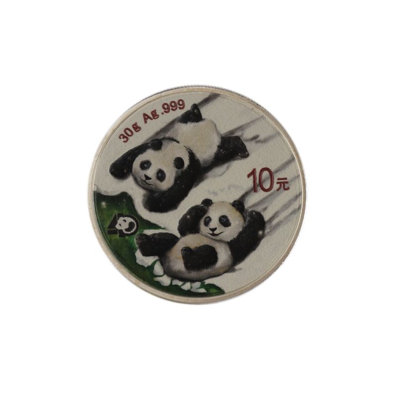 China 10 Yu Panda  2022 farbig grün, Silber
