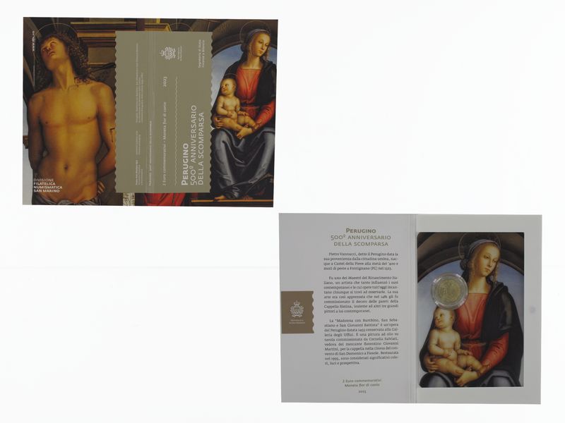 San Marino 2 Euro Münze, 2023, Perugino Folder