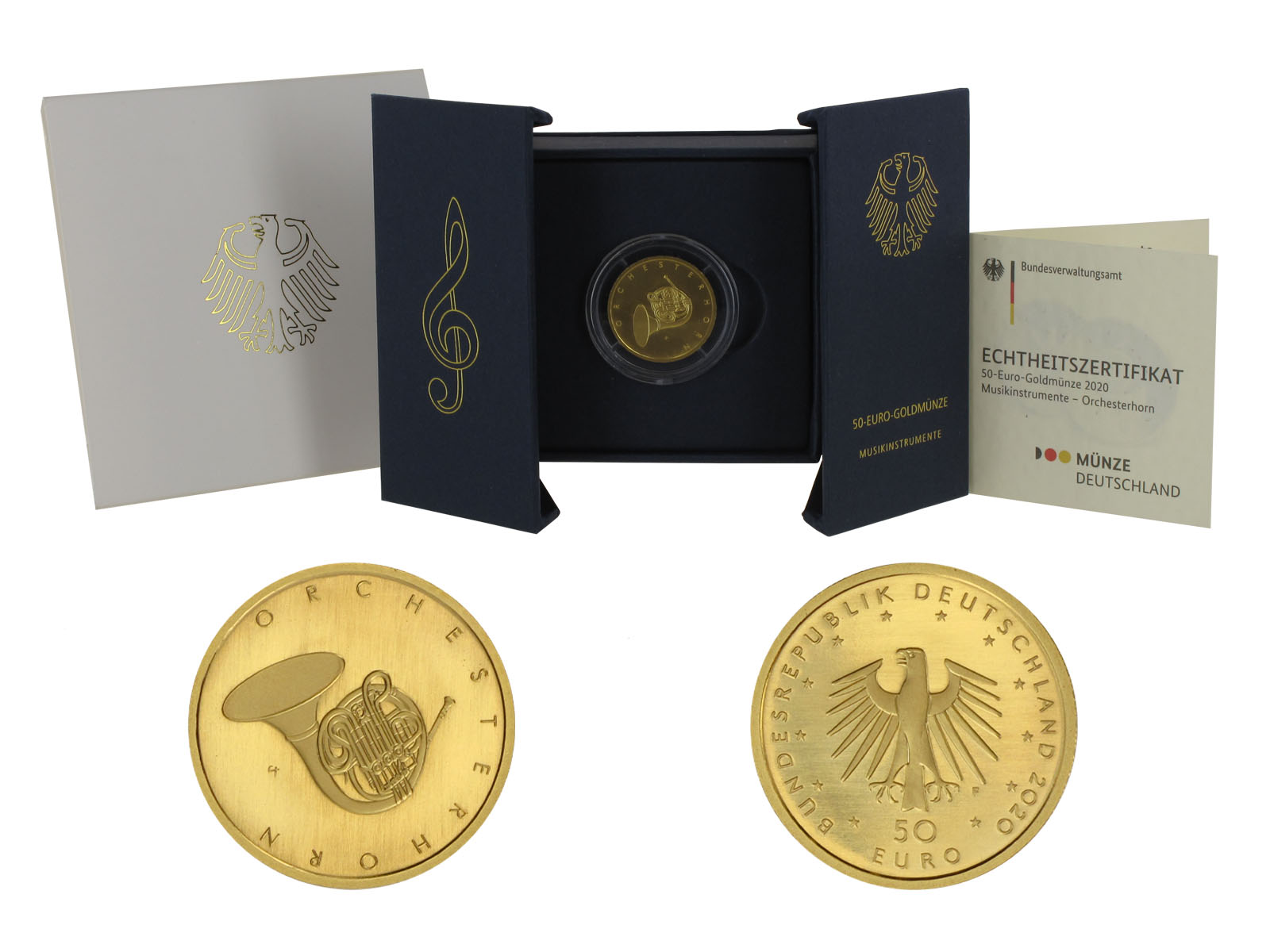 BRD 50 Euro Gold, 2020 G, Orchesterhorn (B+C)