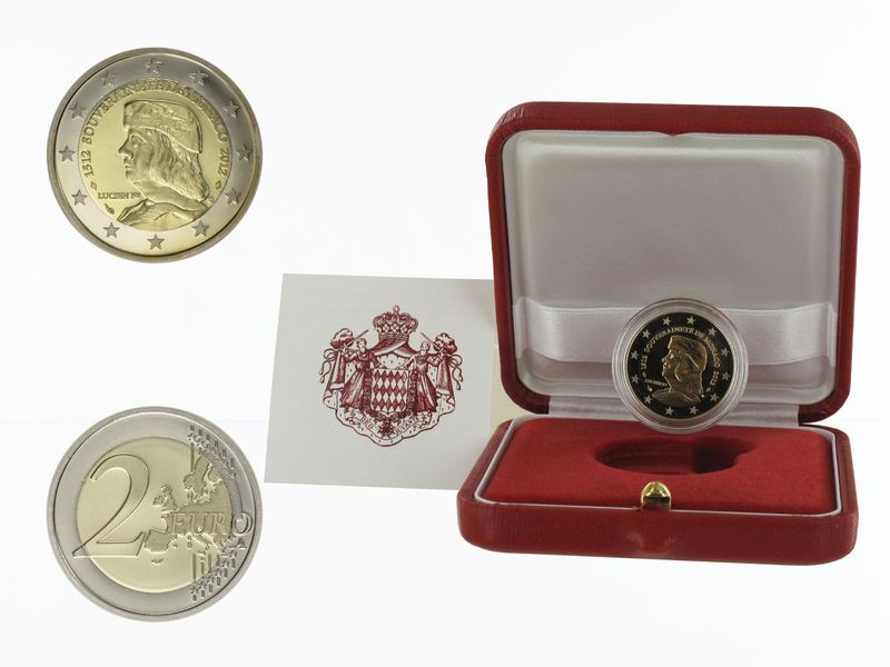 Monaco original 2 € Lucien I., 2012 PP in Originalbox
