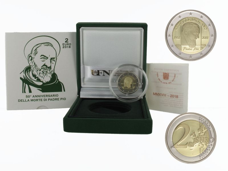 Vatikan 2 Euro Münze, 2018, Todesjahr von Pater Pio   PP
