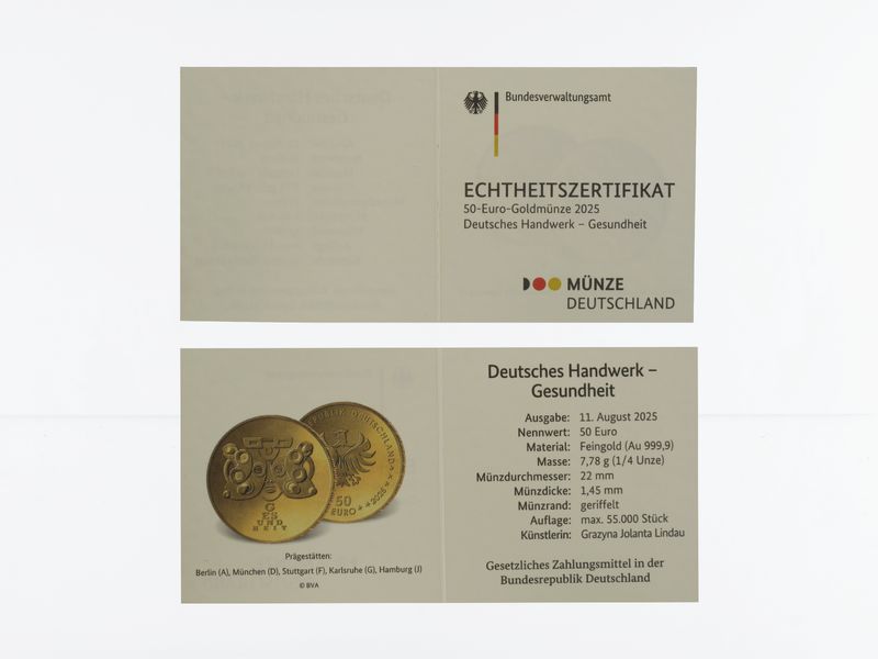 BRD 50 Euro Gold, 2025 F, Gesundheit (B+C)