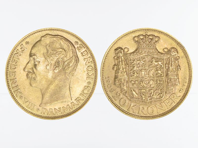 Dänemark Frederik VIII  1909, 20 Kroner Gold