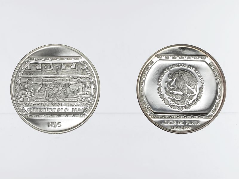 Mexiko Veracruz, El Tajín 1993, 5 Pesos Silber, PP