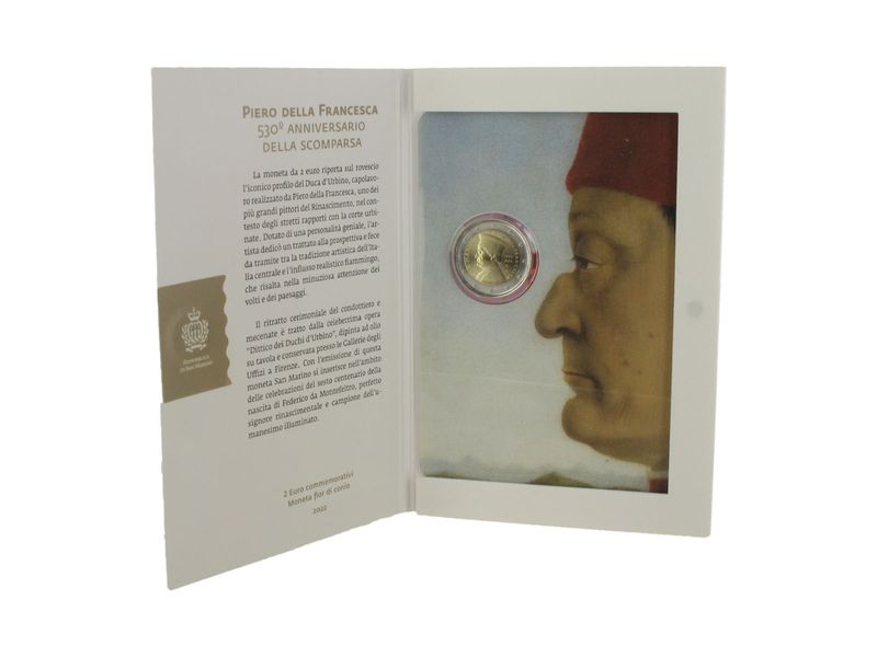 San Marino 2 Euro Münze, 2022, Piero Della Francesca Folder