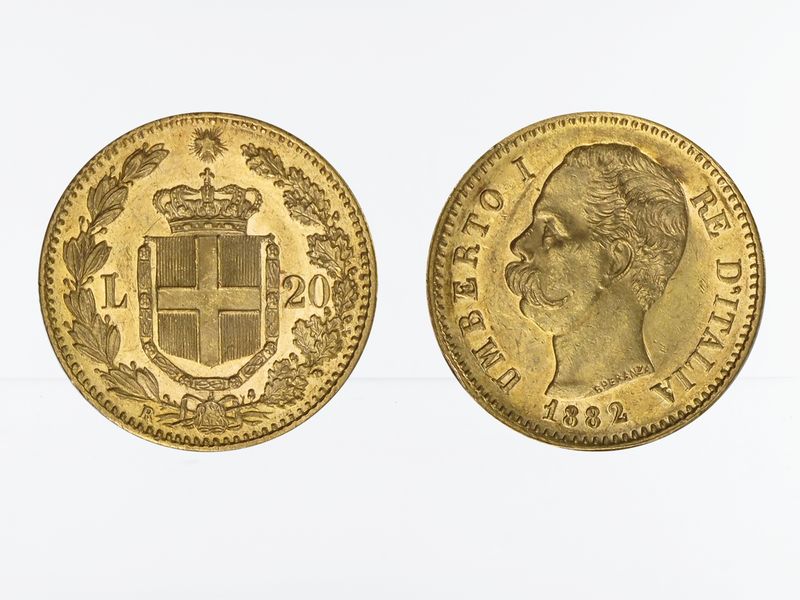 Italien Umberto I. 1882, 20 Lire Gold