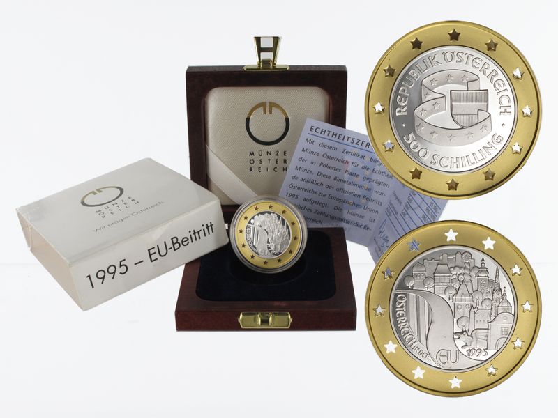 Österreich 500 Sh. Gold, 1995, EU Beitritt