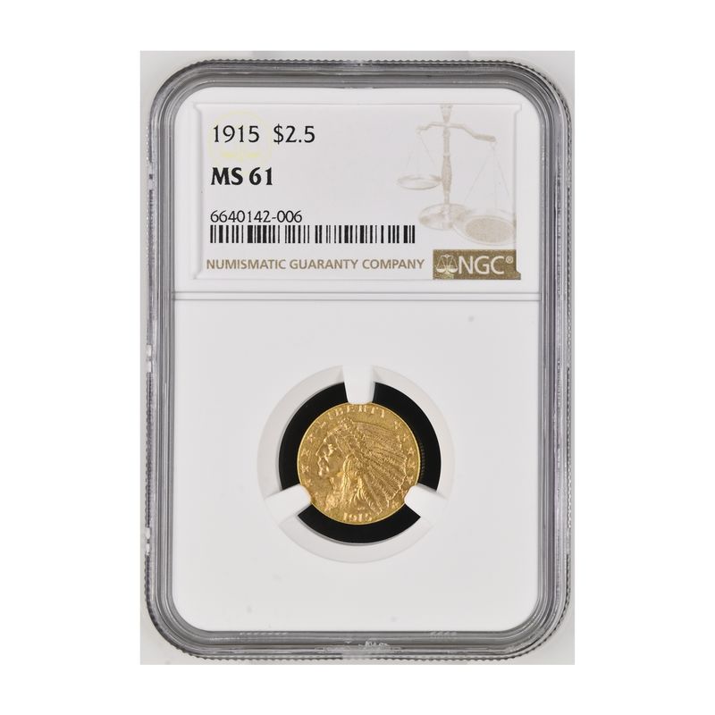 USA 2,5 Dollars Gold Indian Head 1915, Slab NGC MS61