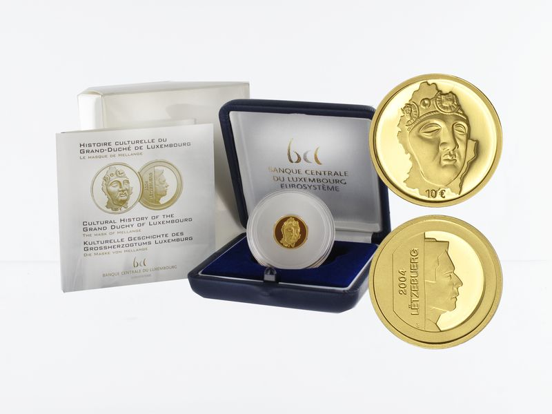 Luxemburg 10 Euro Gold, 2004, Maske Hellange, original