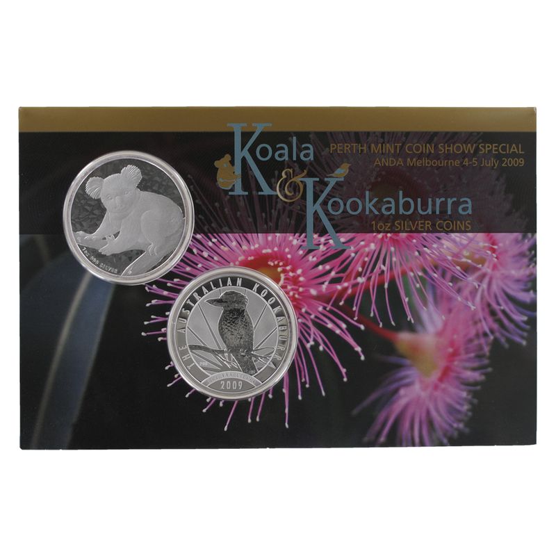 Australien 1$ Koala+Kookaburra 2009, Perth Mint Coin Show Blister