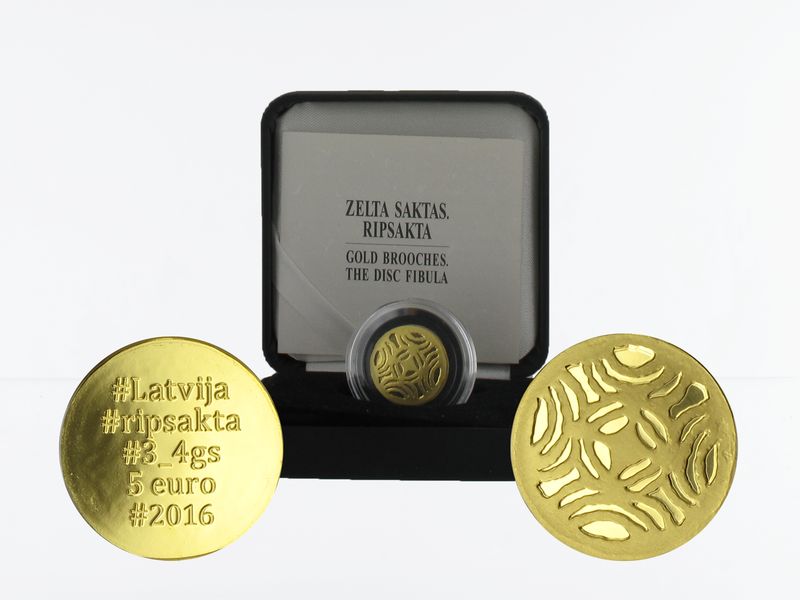 Lettland 5 Euro Gold Brosche 2016, proof