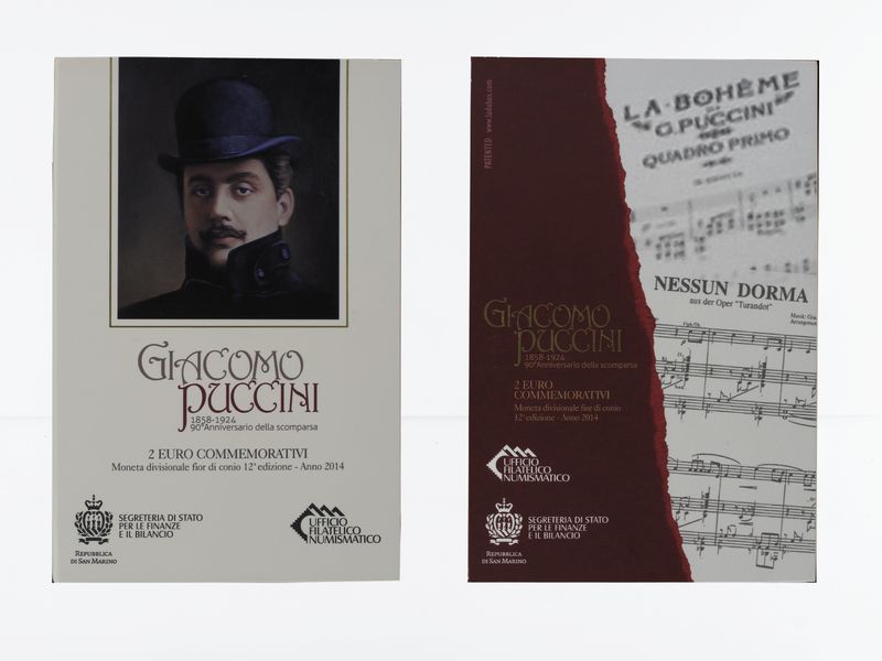San Marino 2 Euro Münze, 2014, Puccini Folder