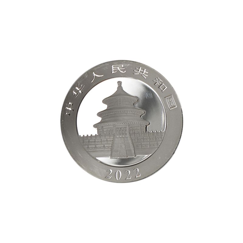 China 10 Yu Panda  2022 farbig blau, Silber