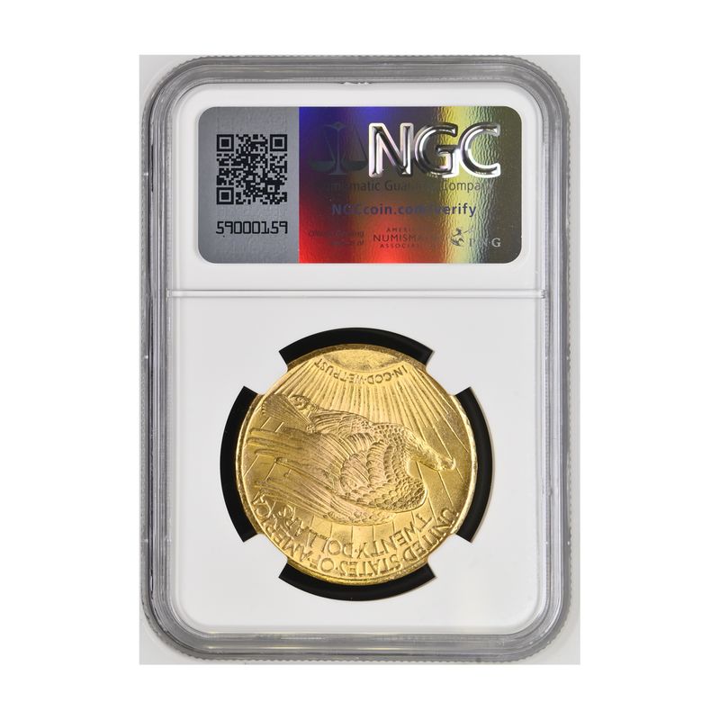USA 20 Dollars Gold Eagle/Statue 1927 Motto, Slab NGC MS64