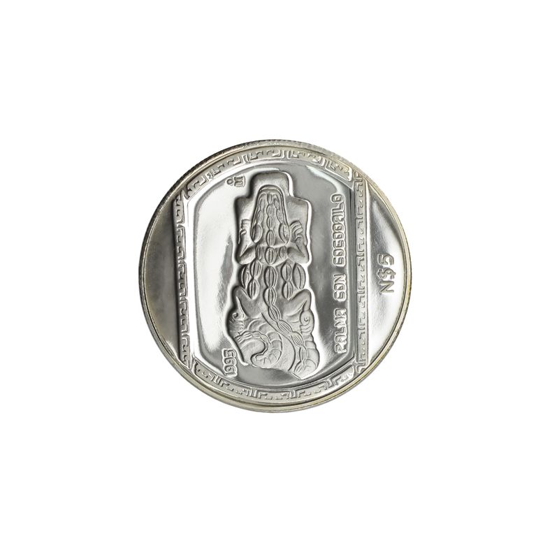 Mexiko Veracruz,  Lächelndes Gesicht 1993 PP, 5 Pesos Silber